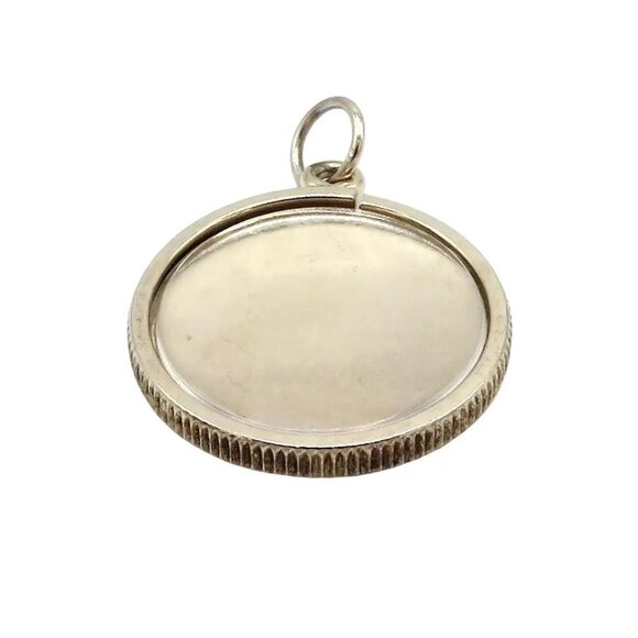 Classic Vintage Sterling Silver Round Photo Locket Charm Pendant 1960s - Picture 5 of 8